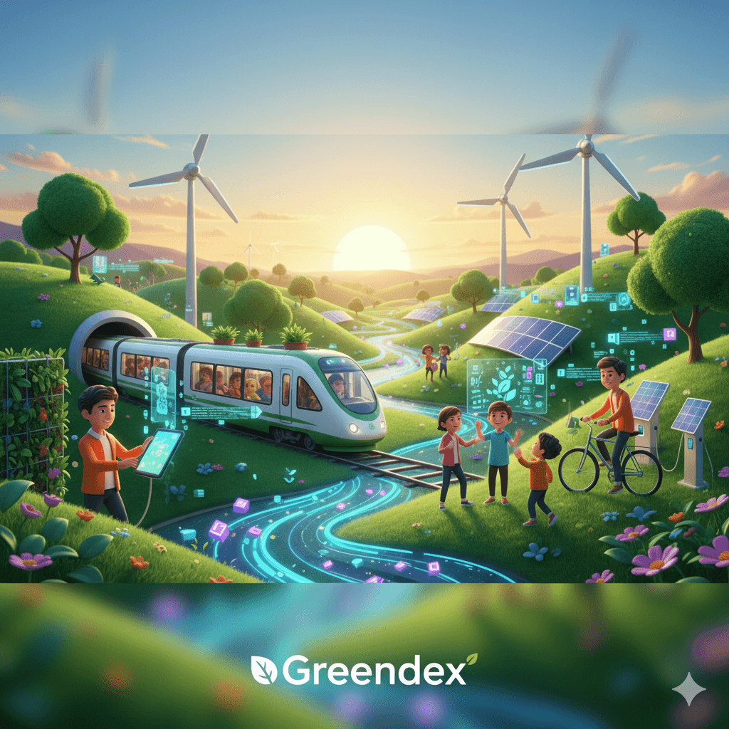 Greendex carbon footprint calculator dashboard showing CO₂ emissions tracking